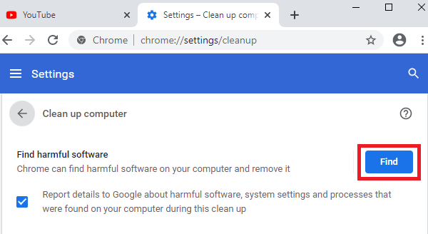 Dọn dẹp máy tính trên Google Chrome