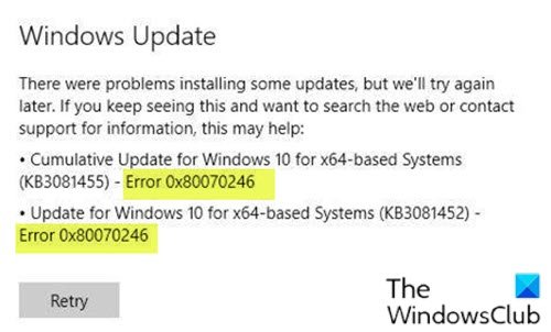 Sua loi Windows Update 0x80070246 tren Windows 10