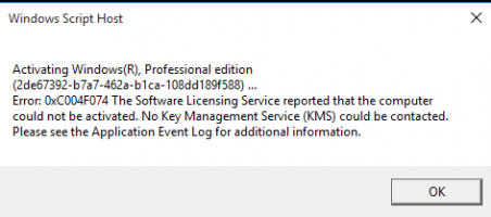 Lỗi kích hoạt Windows 0xC004F074