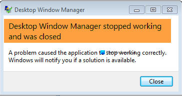 Trình quản lý cửa sổ máy tính để bàn đã ngừng hoạt động và đã bị đóng