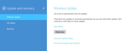 tùy chọn cập nhật và khôi phục windows 8.1 1