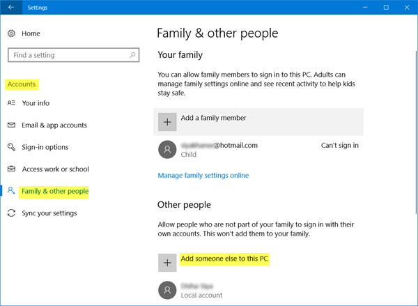 Tạo tài khoản người dùng mới trong Windows 10