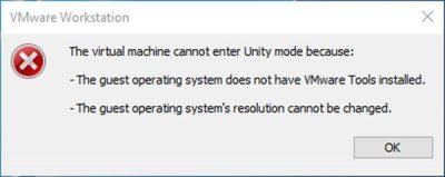 VMware Workstation không vào được chế độ Unity