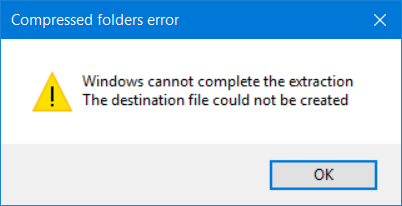 Windows không thể hoàn thành việc trích xuất