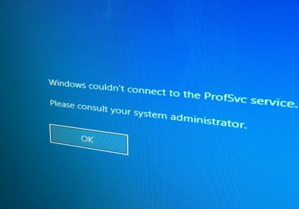 Windows không thể kết nối với dịch vụ ProfSVC