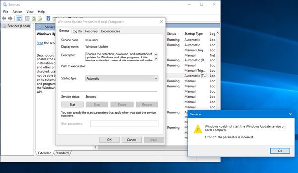 Windows không thể khởi động dịch vụ Windows Update trên Máy tính cục bộ