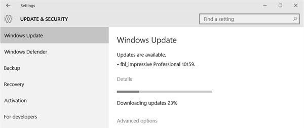 Windows Update bị kẹt khi tải xuống