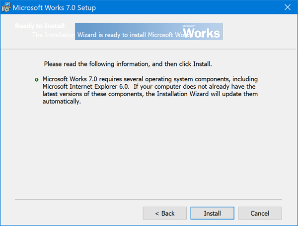 Cài đặt và chạy Microsoft Works trên Windows 10