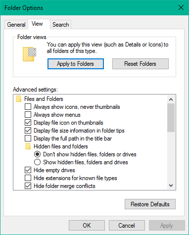 Cách áp dụng cài đặt chế độ xem của một thư mục cho tất cả các thư mục trong Windows 10