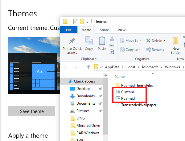 Windows 10 lưu trữ Chủ đề ở đâu