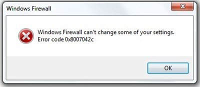 Lỗi tường lửa của Windows 0x8007042c