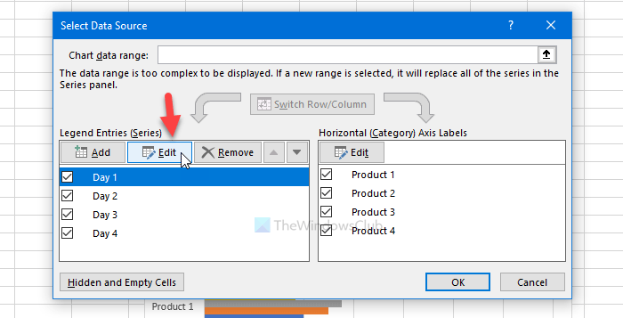 Cách đổi tên hoặc chỉnh sửa tên chuỗi dữ liệu trong Microsoft Excel