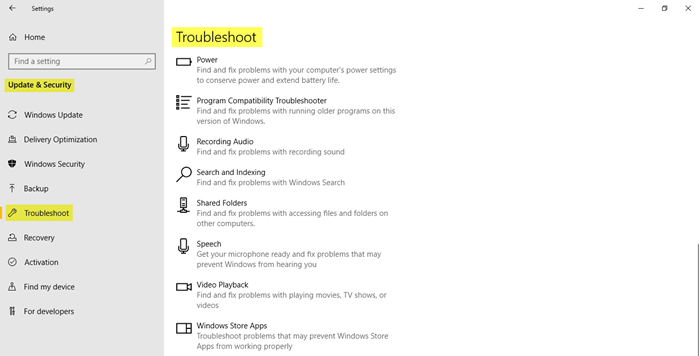 Windows Update & Security Settings trong Windows 10