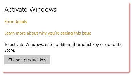 Khóa sản phẩm Windows 10 không hoạt động
