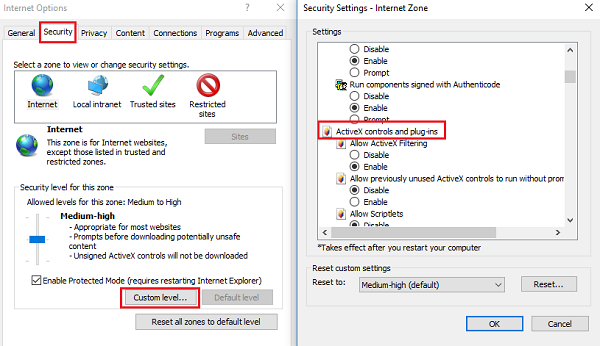 Cách sử dụng ActiveX Controls cho Internet Explorer 11