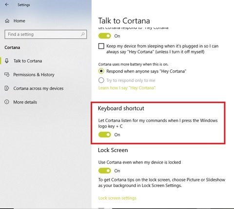 Lệnh thoại Microsoft Cortana