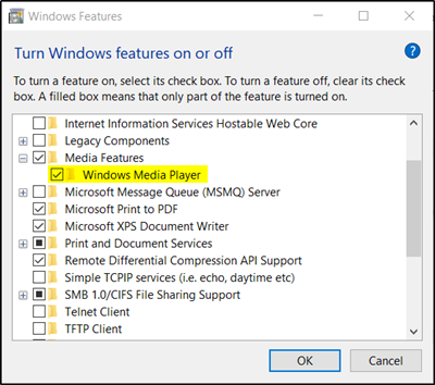 Windows Media Player trong Windows 10