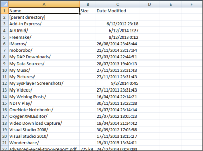 Cách lấy danh sách tệp trong thư mục vào Excel