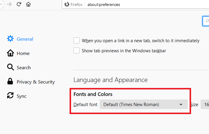 Thay đổi phông chữ mặc định cho Firefox