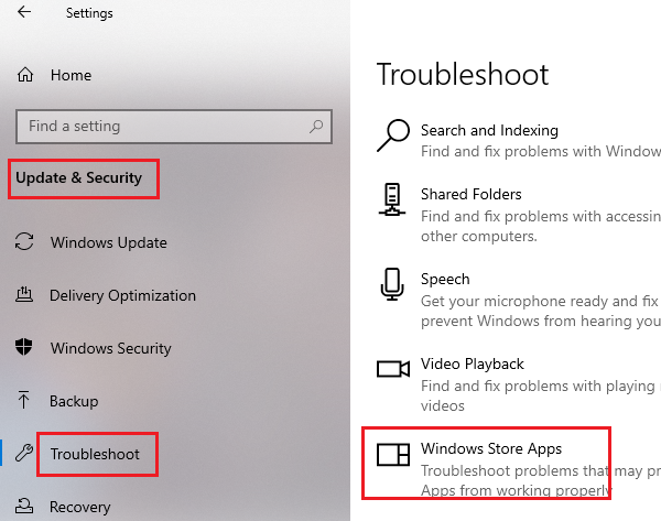 Run the troubleshooter ứng dụng Windows Store