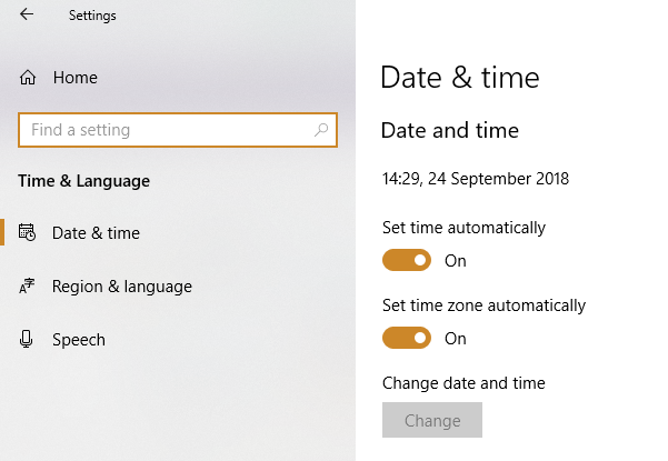 Thay đổi cài đặt ngày giờ trong Windows 10