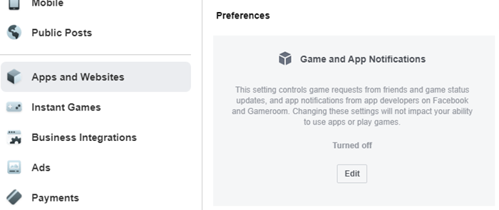 Tắt thông báo ứng dụng trò chơi Facebook