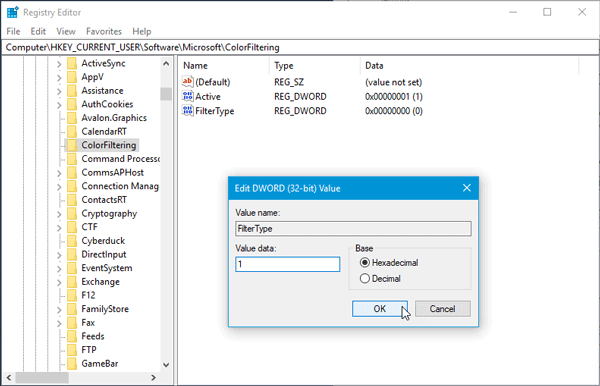 Tắt hoặc bật chế độ ColorBlind trong Windows 10