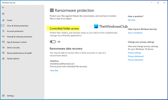 Ransomware Protection trong Windows Defender