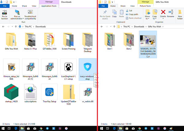 Menu động của Windows Explorer