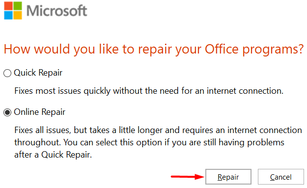 Mã lỗi 30088-26 khi cập nhật Office trên Windows 10