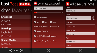 Trình quản lý mật khẩu LastPass dành cho Windows Phone