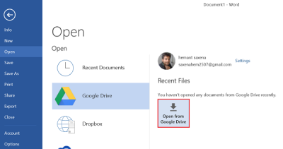 Plugin Google Drive dành cho Microsoft Office
