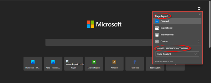 Tùy chỉnh trình duyệt Microsoft Edge mới