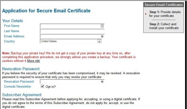 Hình 3 - Ứng dụng cho chứng chỉ email kỹ thuật số miễn phí
