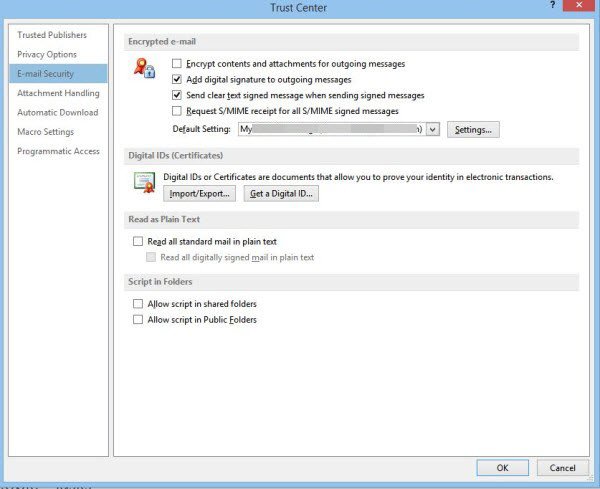 thêm Chữ ký kỹ thuật số trong Microsoft Outlook