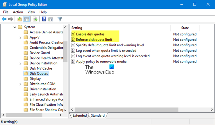 kích hoạt Disk Quota trong Windows 10