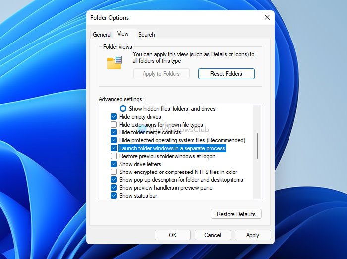 Cách kích hoạt Windows 10 Explorer trong Windows 11 bằng cách sử dụng Tùy chọn thư mục