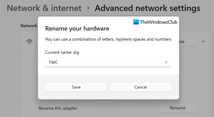Đổi tên bộ điều hợp mạng WiFi trên Windows 11
