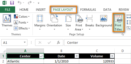 Cách lặp lại tiêu đề trong Excel khi in 1