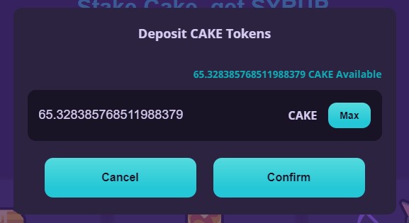 Deposit cake token