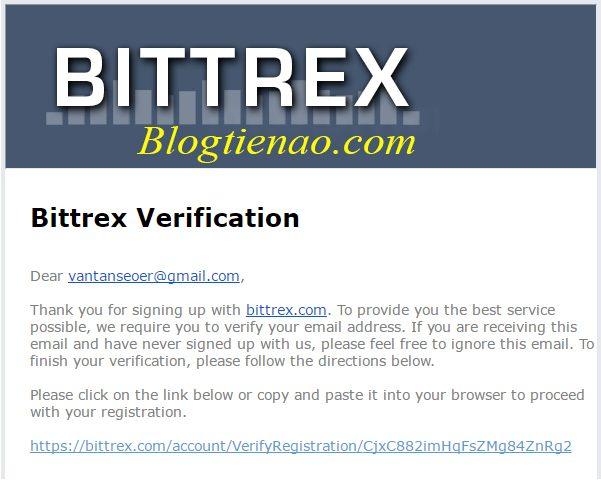 Xác nhận Email đăng ký Bittrex