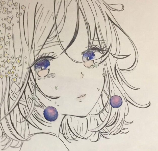 Hình vẽ anime nữ buồn khóc