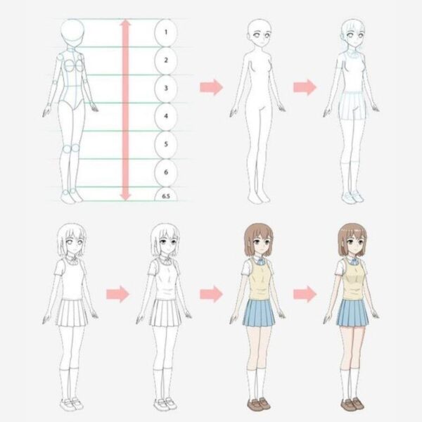 Cách vẽ nữ sinh anime dễ thương