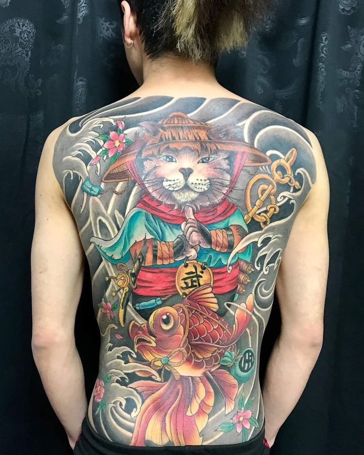 Hình xăm mèo thần tài Samurai (17)