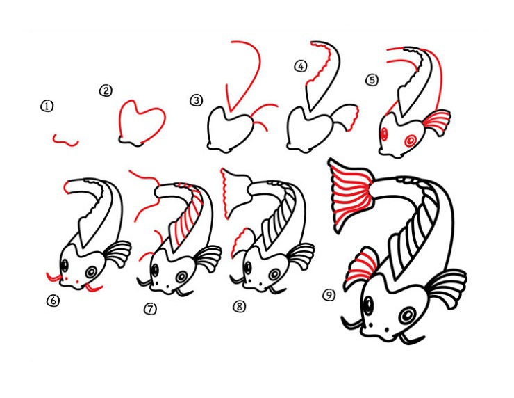 Cách vẽ Cá Chép Koi