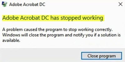 Adobe Acrobat Reader DC đã ngừng hoạt động