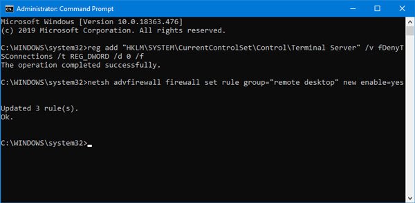 Kích hoạt Remote Desktop bằng Command Prompt và Windows PowerShell