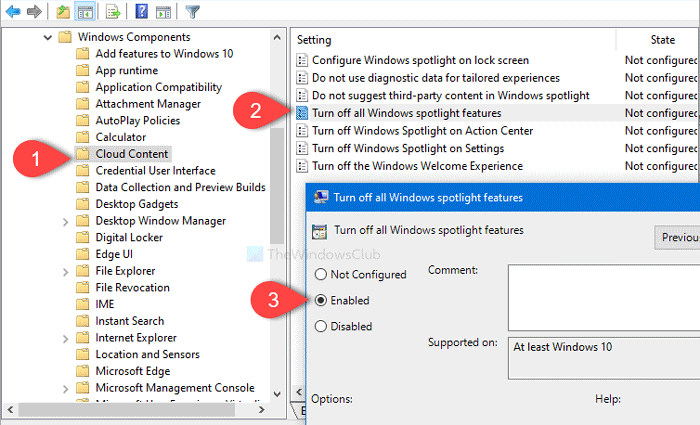 Cách bật hoặc tắt các tính năng Windows Spotlight trên Windows 10