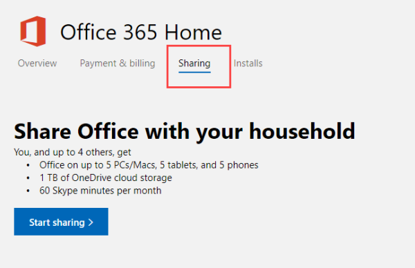 Cach chia se dang ky Office 365 cua ban voi