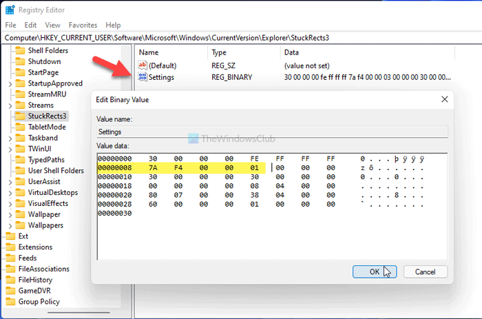 Cách di chuyển Thanh tác vụ lên trên cùng trên Windows 11 bằng Trình chỉnh sửa sổ đăng ký